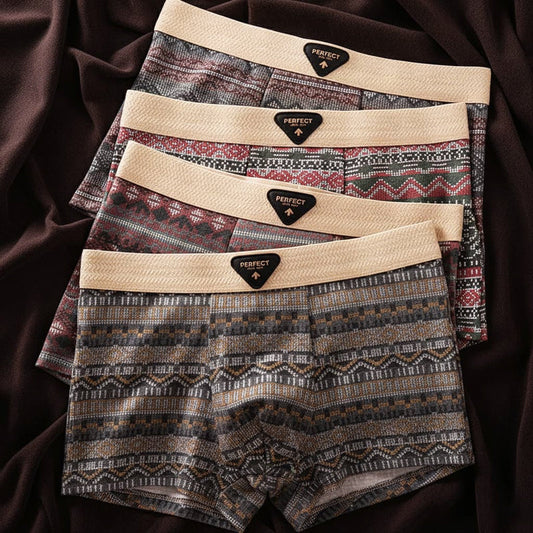Men’s Cotton Boxer Briefs with Geometric Pattern Design