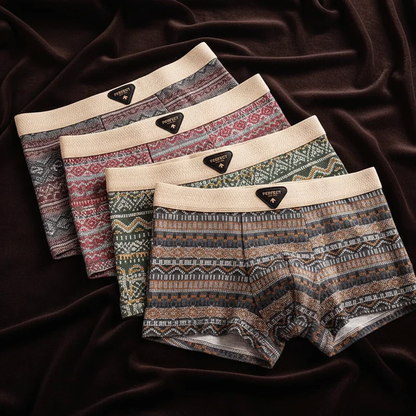 Men’s Cotton Boxer Briefs with Geometric Pattern Design