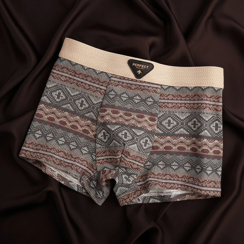 Men’s Cotton Boxer Briefs with Geometric Pattern Design