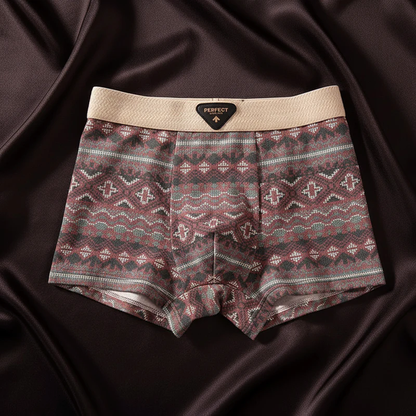 Men’s Cotton Boxer Briefs with Geometric Pattern Design