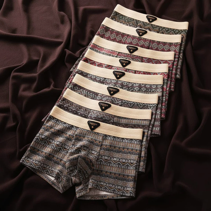 Men’s Cotton Boxer Briefs with Geometric Pattern Design