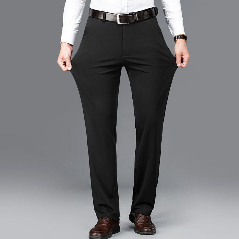 Men’s Elastic Business Pants with Fleece Lining