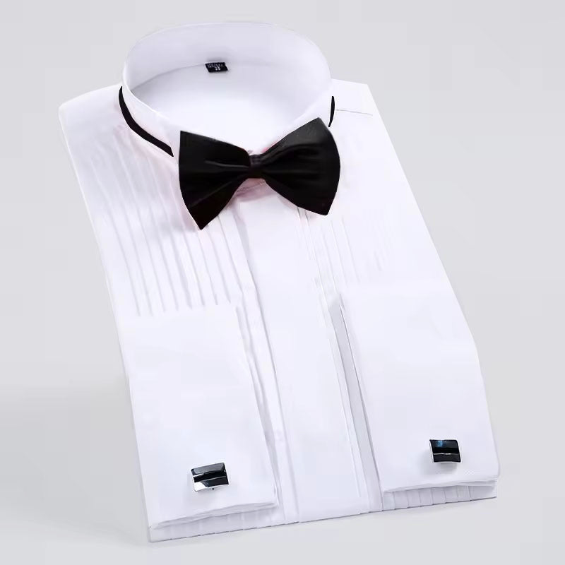 Men’s Formal Tuxedo Shirt with Bow Tie and Cufflinks