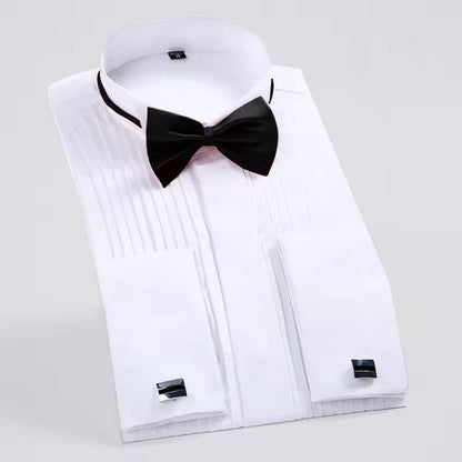 Men’s Formal Tuxedo Shirt with Bow Tie and Cufflinks