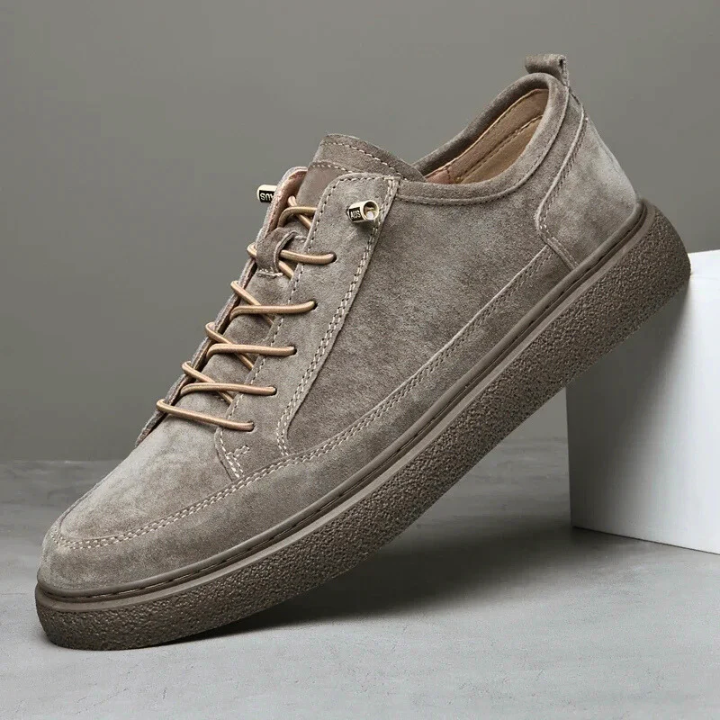 Men’s Genuine Suede Low-Top Flat Sneakers