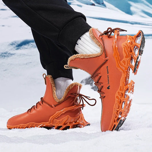 Men’s High-Top Winter Sneakers with Sculpted Sole and Plush Lining