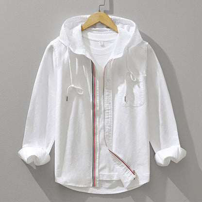 Men’s Hooded Cotton Shirt with Zipper Closure