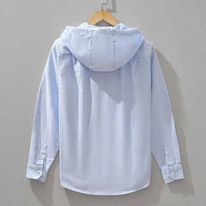Men’s Hooded Cotton Shirt with Zipper Closure
