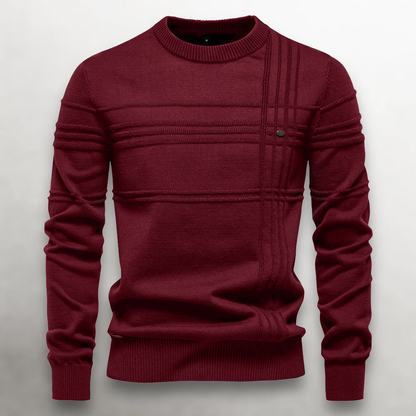 Men’s Knit Cotton Sweater with Textured Pattern
