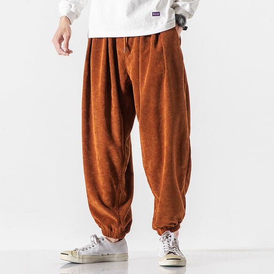 Men’s Loose Corduroy Pants with Elastic Cuffs