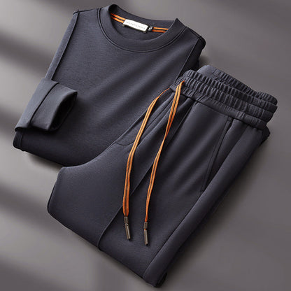 Men’s Modal-Blend Tracksuit Set with Long-Sleeve Top and Tapered Pants