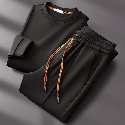 Men’s Modal-Blend Tracksuit Set with Long-Sleeve Top and Tapered Pants