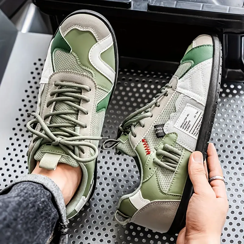 Men’s Multi-Tone Sneakers with Layered Stitch Design