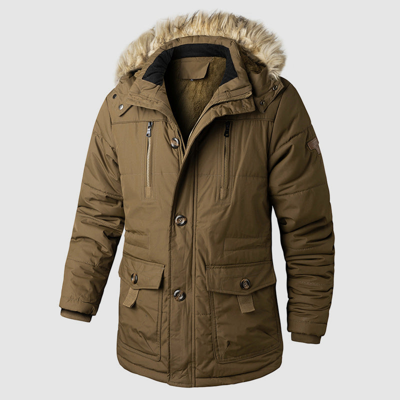 Men’s Outdoor Parka with Removable Hood and Inner Fleece Lining