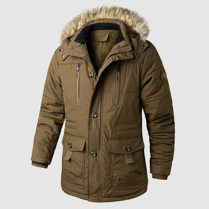 Men’s Outdoor Parka with Removable Hood and Inner Fleece Lining