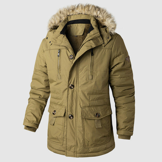 Men’s Outdoor Parka with Removable Hood and Inner Fleece Lining