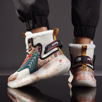 Men’s Printed Winter High-Top Sneakers with Plush Interior