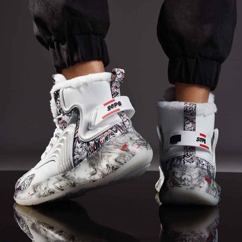 Men’s Printed Winter High-Top Sneakers with Plush Interior