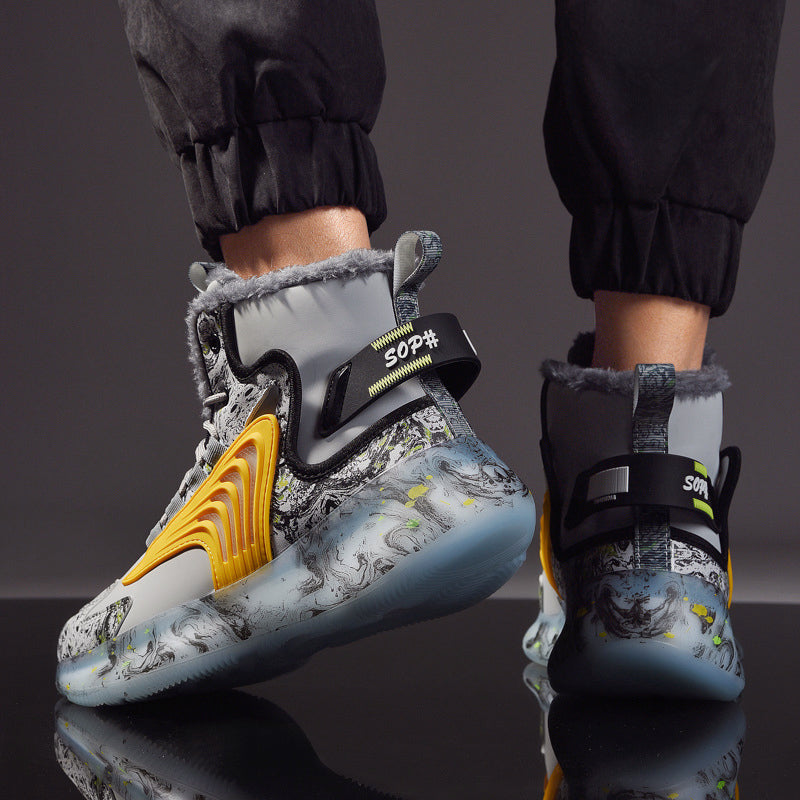 Men’s Printed Winter High-Top Sneakers with Plush Interior