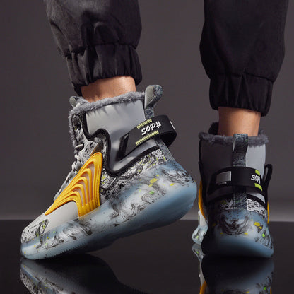 Men’s Printed Winter High-Top Sneakers with Plush Interior