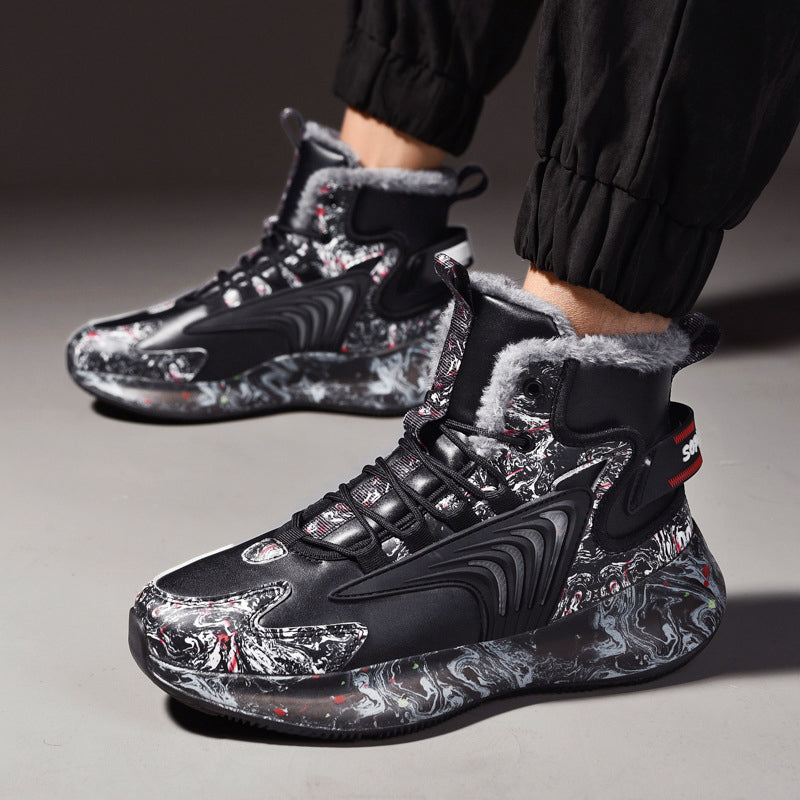 Men’s Printed Winter High-Top Sneakers with Plush Interior