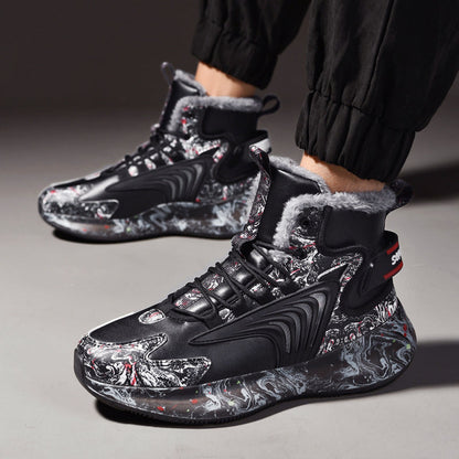 Men’s Printed Winter High-Top Sneakers with Plush Interior