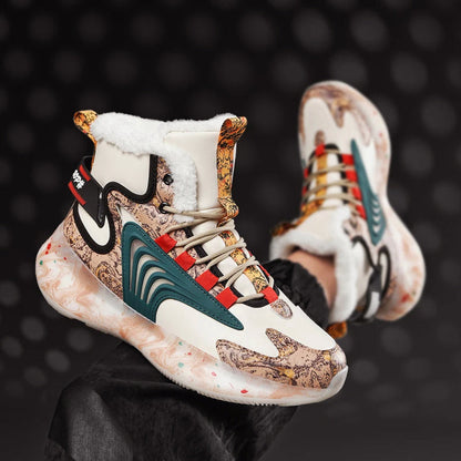 Men’s Printed Winter High-Top Sneakers with Plush Interior