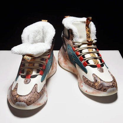 Men’s Printed Winter High-Top Sneakers with Plush Interior