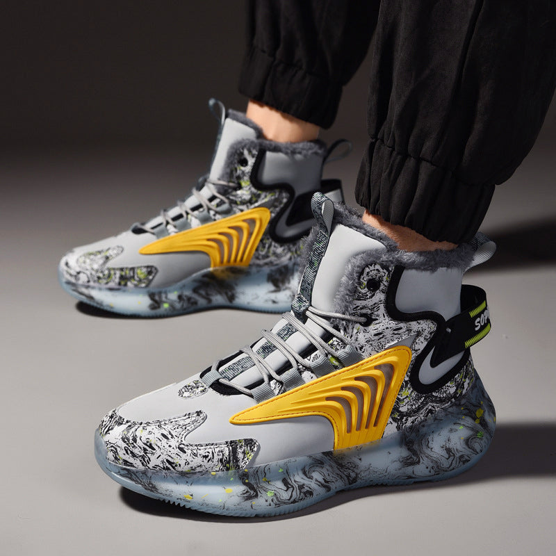 Men’s Printed Winter High-Top Sneakers with Plush Interior