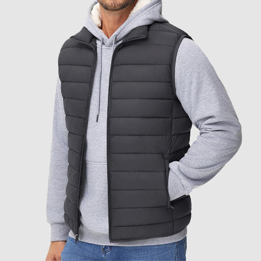 Men’s Puffer Waterproof Vest with Packable Design