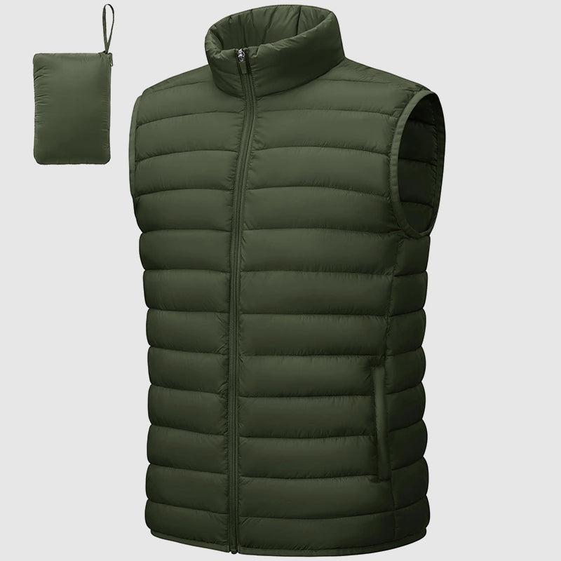 Men’s Puffer Waterproof Vest with Packable Design