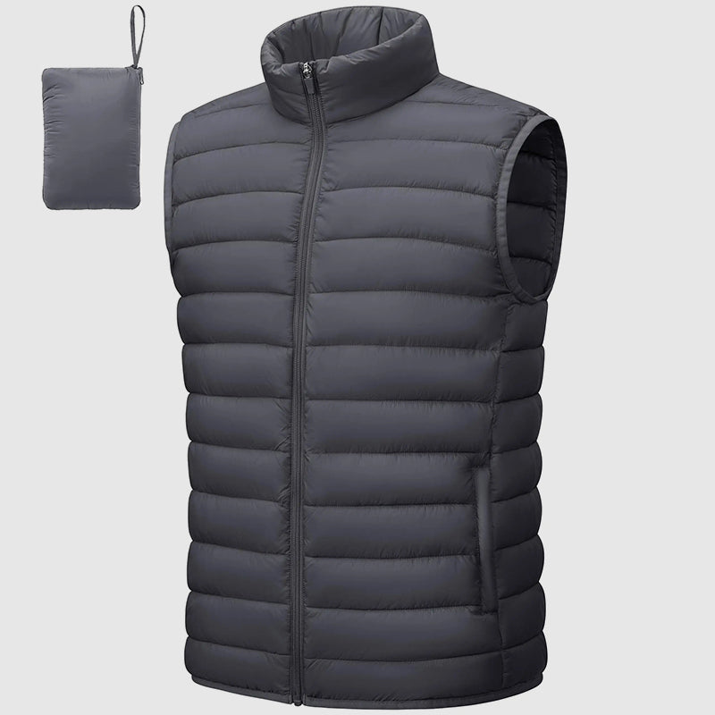 Men’s Puffer Waterproof Vest with Packable Design