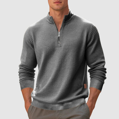 Men’s Quarter-Zip Mock Neck Sweatshirt with Textured Finish