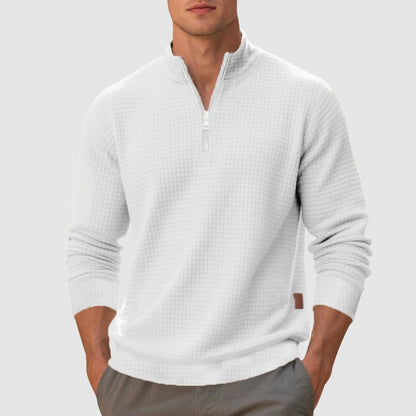 Men’s Quarter-Zip Mock Neck Sweatshirt with Textured Finish