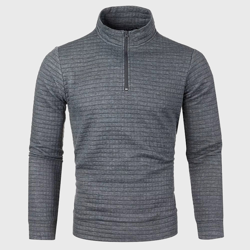 Men’s Quarter-Zip Mock Neck Sweatshirt with Textured Finish