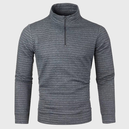 Men’s Quarter-Zip Mock Neck Sweatshirt with Textured Finish