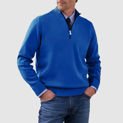 Men’s Quarter-Zip Sweater with Ribbed Collar