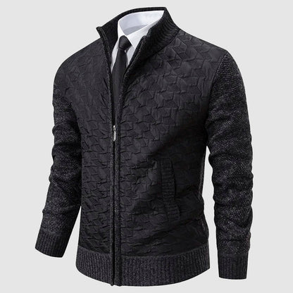 Men’s Quilted Knit Jacket with Stand Collar