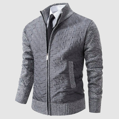 Men’s Quilted Knit Jacket with Stand Collar