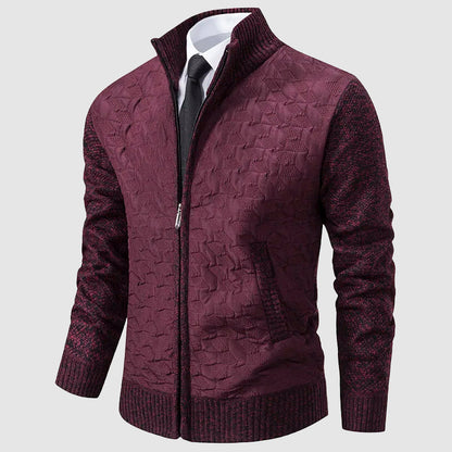 Men’s Quilted Knit Jacket with Stand Collar