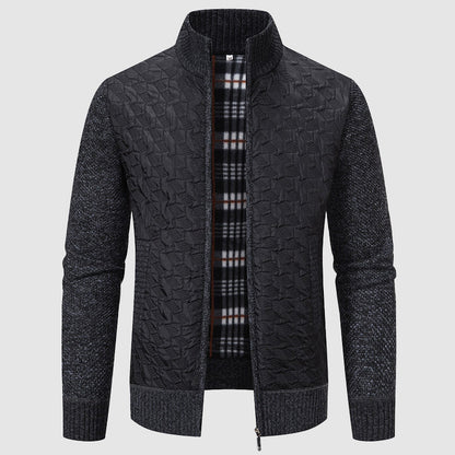 Men’s Quilted Knit Jacket with Stand Collar