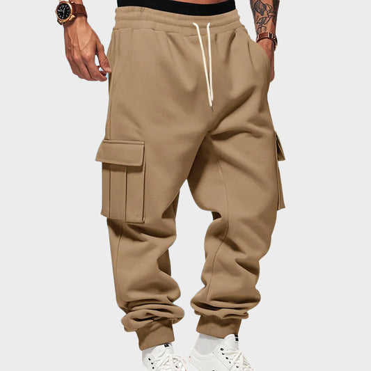 Men’s Tapered Cargo Sweatpants with Fleece Lining
