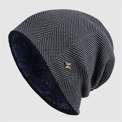 Men’s Textured Knit Beanie with Fleece Lining