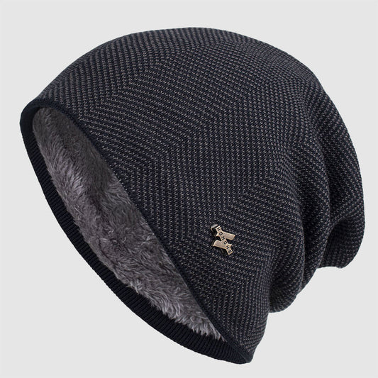 Men’s Textured Knit Beanie with Fleece Lining