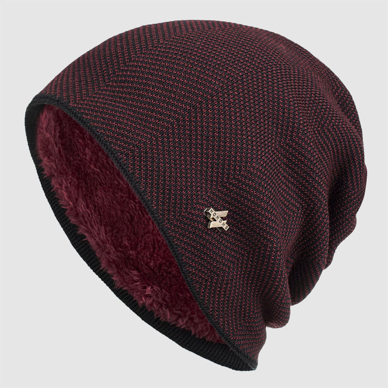 Men’s Textured Knit Beanie with Fleece Lining
