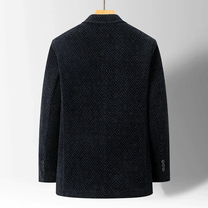 Men’s Textured Pattern Coat with Faux Fur Lining