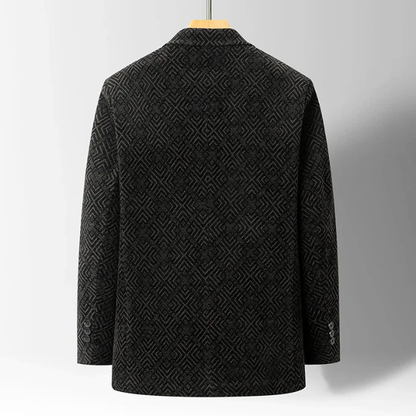 Men’s Textured Pattern Coat with Faux Fur Lining