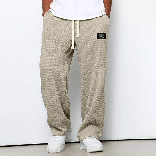 Men’s Waffle Knit Jogger Pants with Drawstring Waist