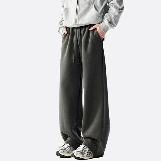 Men’s Wide-Leg Cotton Blend Sweatpants with Fleece Lining