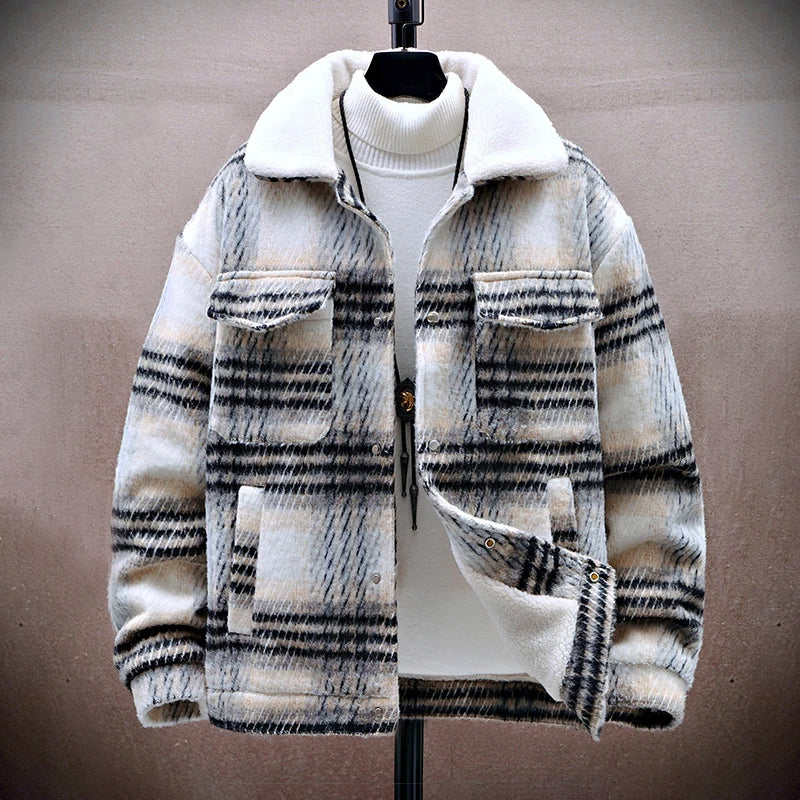 Men’s Winter Plaid Jacket with Fleece Inner Lining